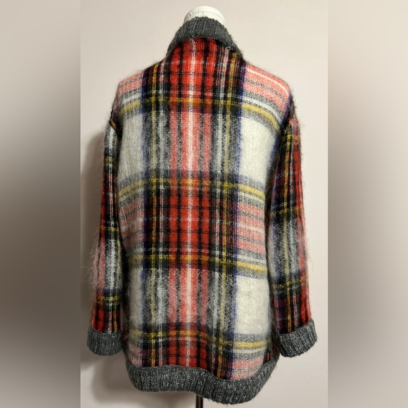 Sea New York Wool/Mohair Multicolor Plaid Cardigan - Picture 2 of 3